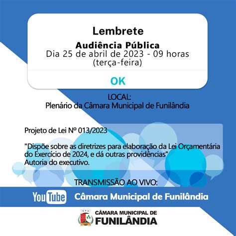 Audiência Pública Projeto De Lei Nº 0132023 Câmara Municipal De