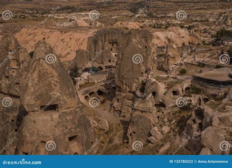 Uchisar Cappadocia Turkey Camels In The Homes Of The Rocks In The