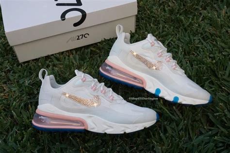 Swarovski Bling Nike Air Max 270 React Shoes In Rose Gold Etsy In