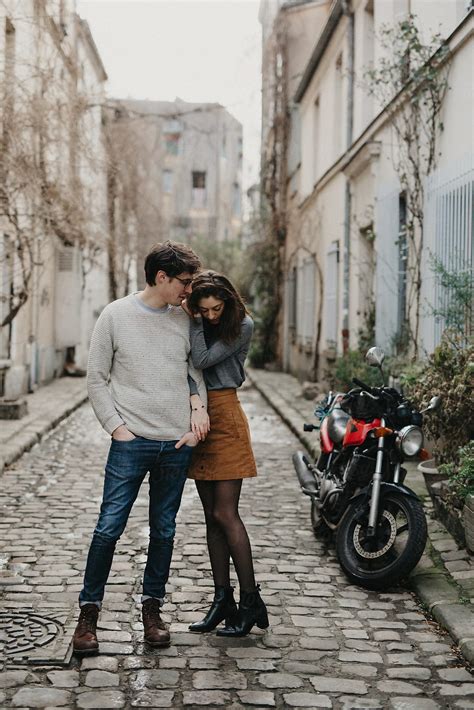 Ver Cute Couple Holding Each Other In Streets Of Paris Del Colaborador De Stocksy Phil