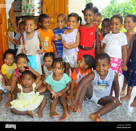 Children In A Kindergarten On La Digue Island Seychelles Africa Stock