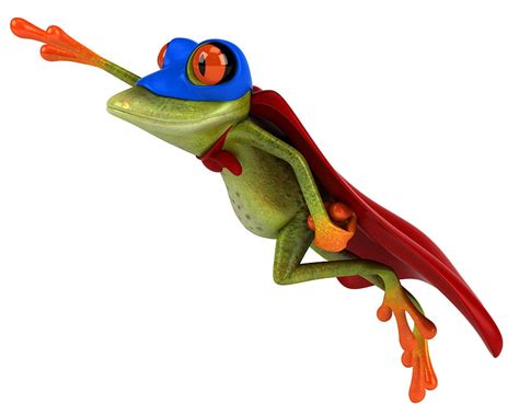 Super Frog Red Frog Orange Funny White Blue Superman Card Hd