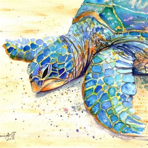 Sea Turtle Fine Art Print Kauai Art Hawaiian Honu Painting Etsy