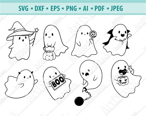 Papercraft Ghost Svg Fall Design Spooky Svg Silhouette Or Cricut Dxf