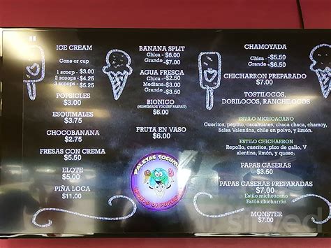 Menu For Paletas Tocumbo Gourmet In Columbia Tn Sirved