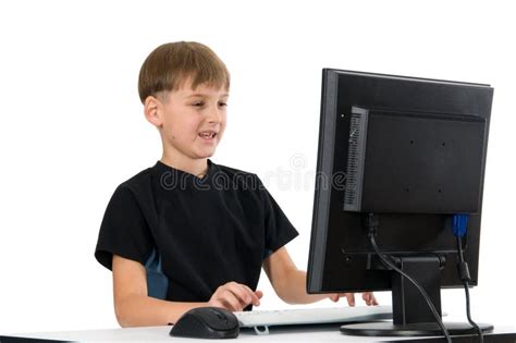 Boy On His Computer Stock Image Image Of Happy Playing 3893237