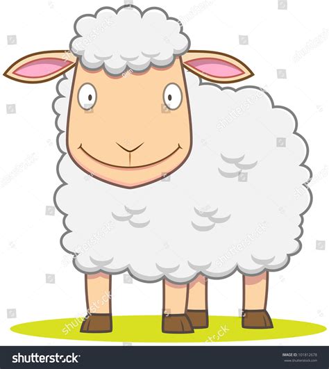 Illustration Smiley Sheep Cartoon Style Vector De Stock Libre De