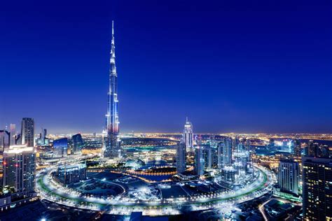 Hd Wallpaper United Arab Emirates Town Dubai Burj Khalifa Lights Night