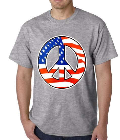 American Flag Peace Sign Mens T Shirt Bewild