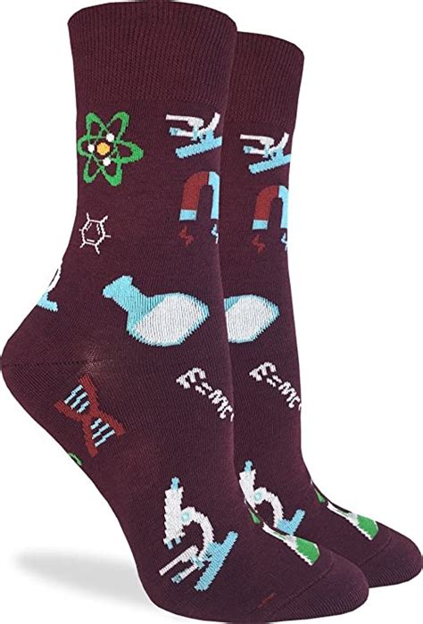 Good Luck Sock Womens Science Lab Socks Red Adult Shoe Size 5 9