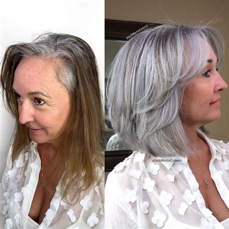 Hairstyles To Transition To Gray Hair Full Transition To Gray Hair Photos Videos And Stories