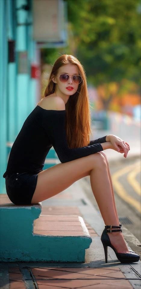 Gorgeous Redhead ~ Tiny Tight Black Mini Skirt Tumbex