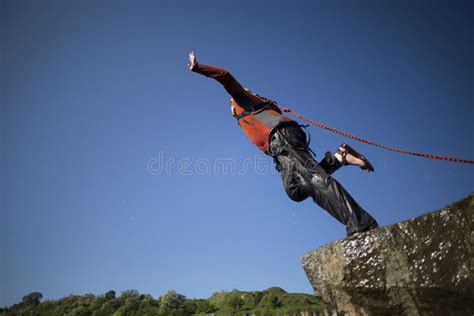 Jump Off A Cliff With A Rope Stock Photo Image Of Freefall Rock