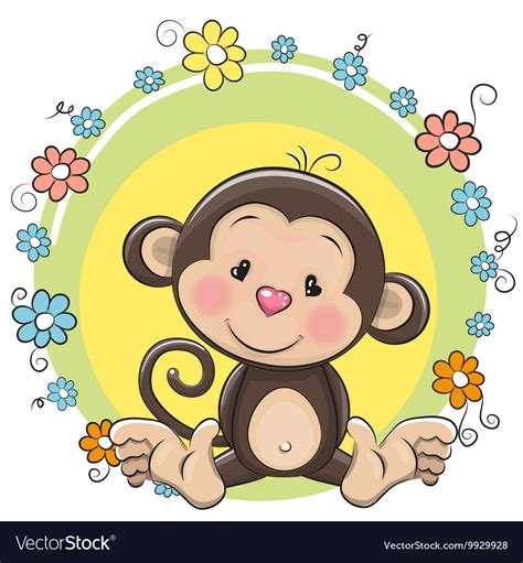 Greeting Card Cute Monkey Royalty Free Vector Image