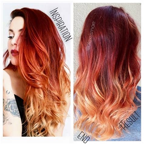 If you love to dye your hair bright colors, then you might consider this fun electric red ombré style. @luanna90 inspired Red Fire Balayage Ombre Hair using ...