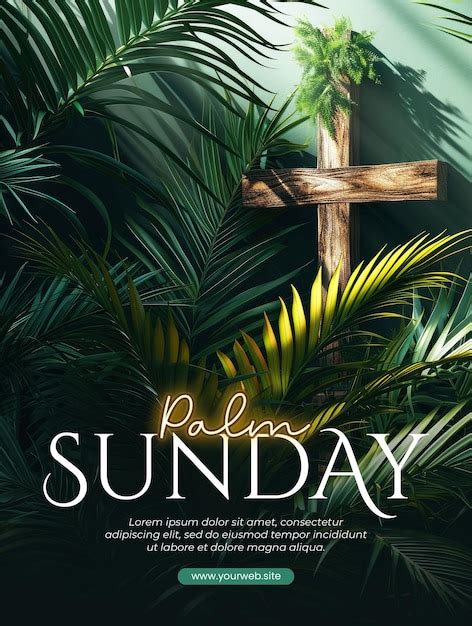 Premium Psd Palm Sunday Poster Template With Background Of Crosses