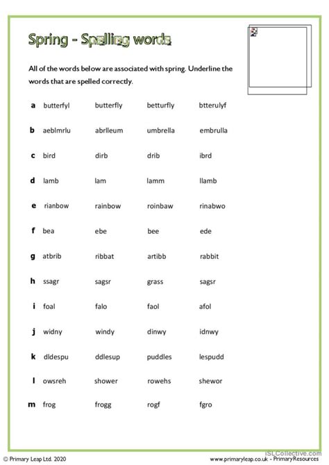 Spring Spelling Words Creative Wri English Esl Worksheets Pdf And Doc