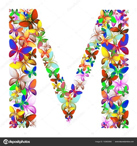 La Letra M Se Compone De Muchas Mariposas De Diferentes Colores