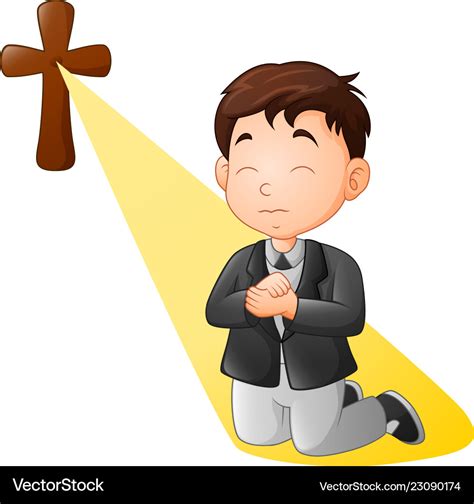 A Child Praying Cartoon