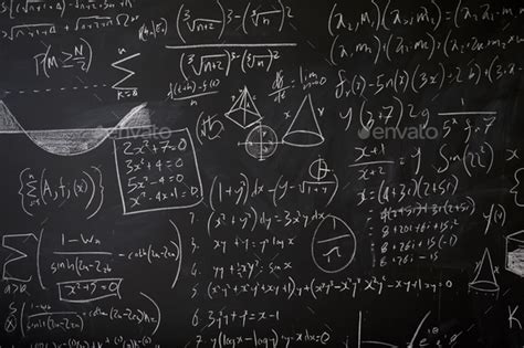Blackboard With Maths Statistics Equations And Ideas Stock Photo By