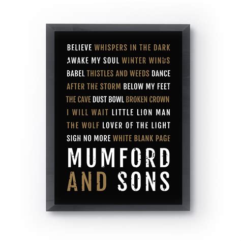 Mumford And Sons Print Mumford Lyrics Poster Boyfriend Etsy