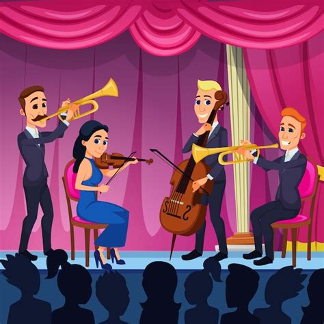 Premium Vector Bright Banner Orchestra Classical Music Cartoon