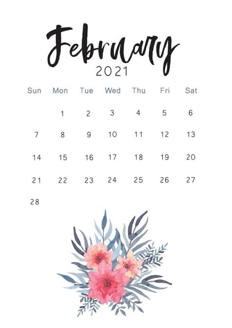 Floral February 2021 Wall Calendar In 2021 Calendar Floral Wall
