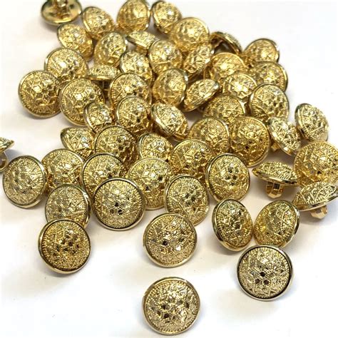 11mm 18l Patterned Gold Metallic Shank Buttons The Button Shed