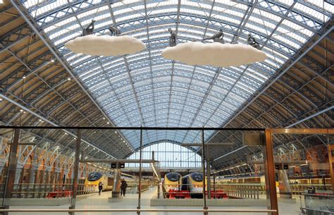 Cloud sculpture installed at St Pancras station