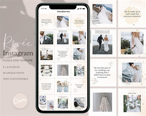Wedding Instagram Posts Template Bridal Instagram Puzzle Feed Etsy