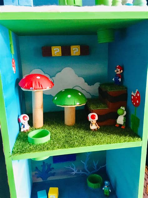 The Mushroom Kingdom from my DIY Mario playset. Mario Birthday Party