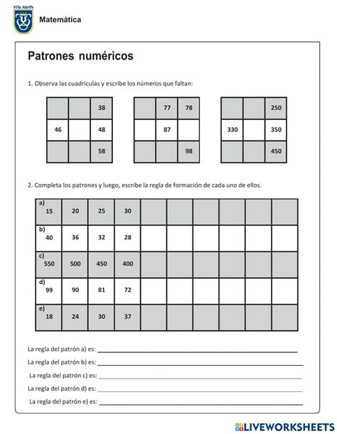 Patrones Numéricos Interactive Worksheet For Tercer Grado Live Worksheets