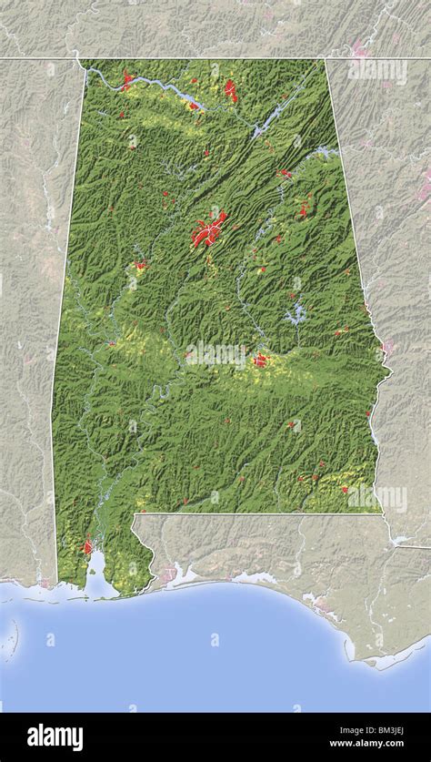 Alabama Shaded Relief Map Stock Photo Alamy