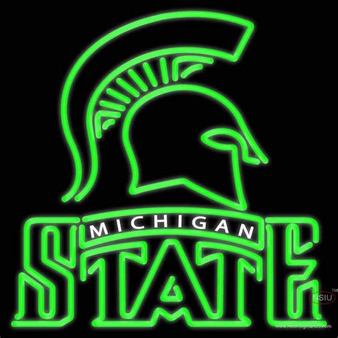 Michigan State Spartans Alternate 7 Pres Logo Ncaa Real Neon Glass Tube
