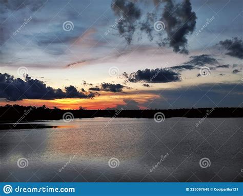 A Dreamy Sunset At A Lake Stock Photo Image Of Sunset 225097648