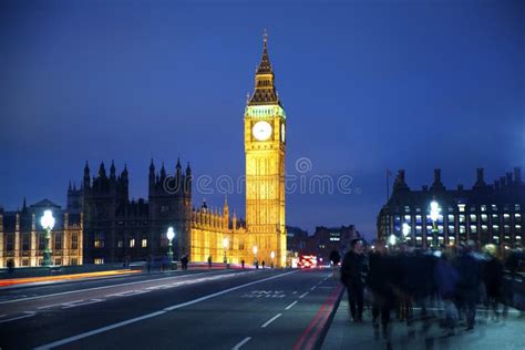 Night View Of Big Ben And Houses Of Parliament London Uk Editorial