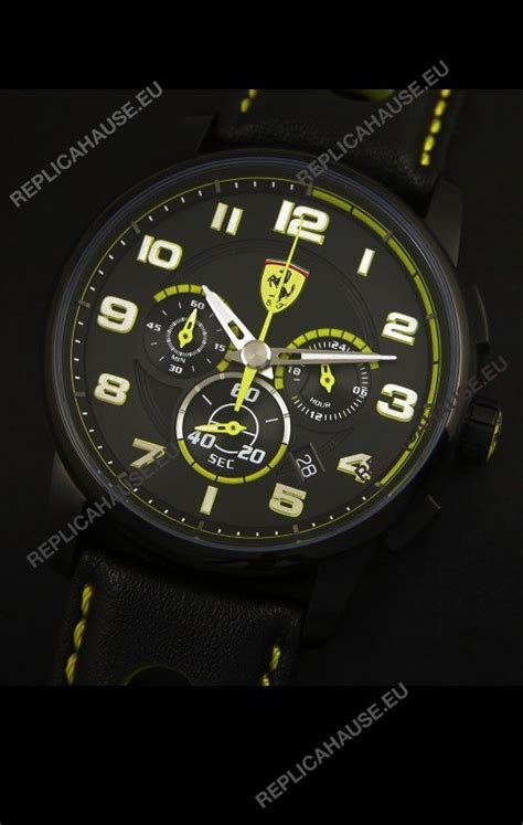 Ferrari watches represent the power and beauty of the cars that have made racing history. Top Grade Scuderia Ferrari Heritage Chronograph Watch in Black Steel