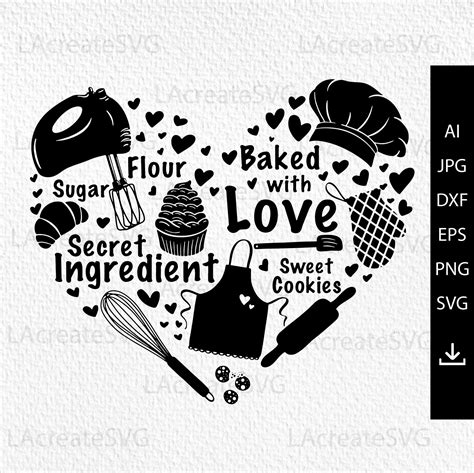 Baking Svg For Cricut Baked With Love Svg Png Dxf Kitchen Etsy