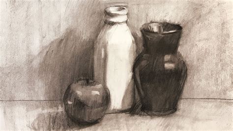 Still Life 102 Local Colors In A Charcoal Drawing Youtube
