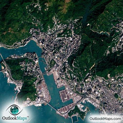 Hong Kong Satellite Map Print Aerial Image Poster