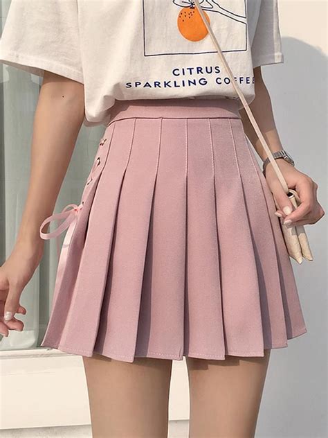 Short Pleated School Girl Skirts Pink Skirt Outfits Pleated Skirt