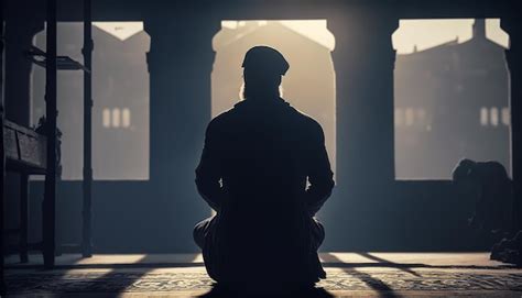 Premium Photo Silhouette Of Muslim Man Worship And Praying Eid Of