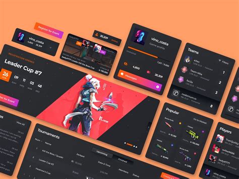 Game Tournaments Platform Desktop Ui Kit By Vinocosta For Roobinium On