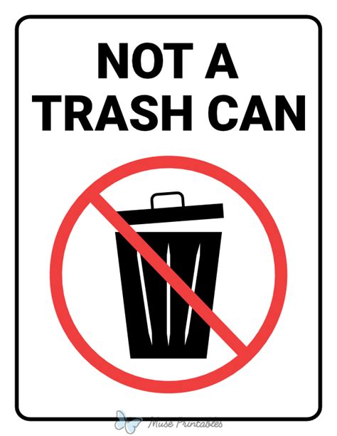 Printable Not A Trash Can Sign