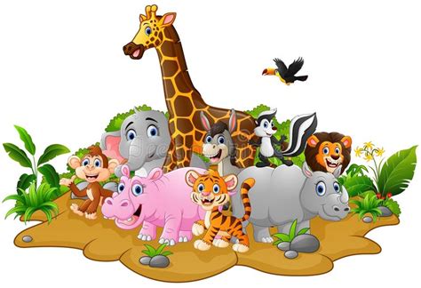 Cartoon Wild Animals Background Stock Vector