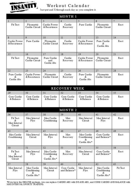 insanity workout calendar workout calendar insanity