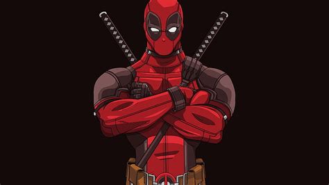 Hd Wallpaper Comics Deadpool Sword Red Front View One Person