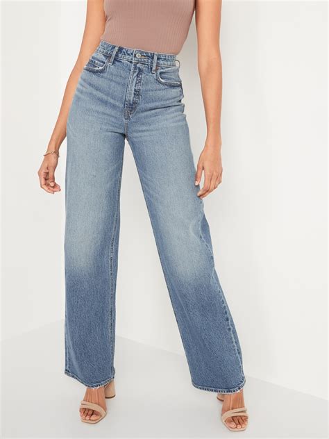 Extra High Waisted Wide Leg Jeans For Women Old Navy
