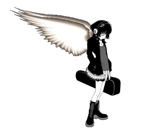 Anime Girl Headphones Wings 2 Clear Background By