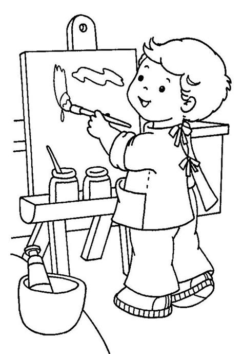 Little Painter In Kindergarten Coloring Page Coloring Sky